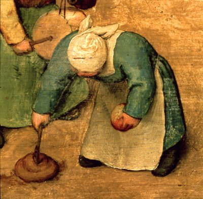 Kinderspiele: Detail eines Mädchens, das mit einem Kreisel spielt, 1560 (Detail) von Pieter Bruegel the Elder